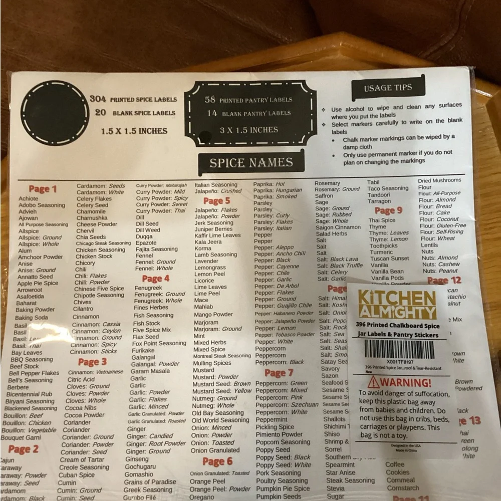 Black Chalkboard Spice & Pantry Labels - 396 Premium Set